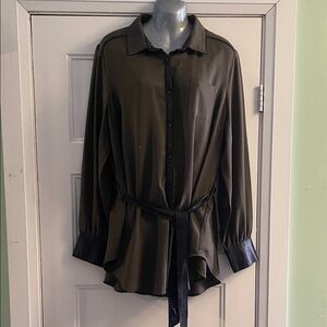 Women's Olive Green Button-Up Blouse